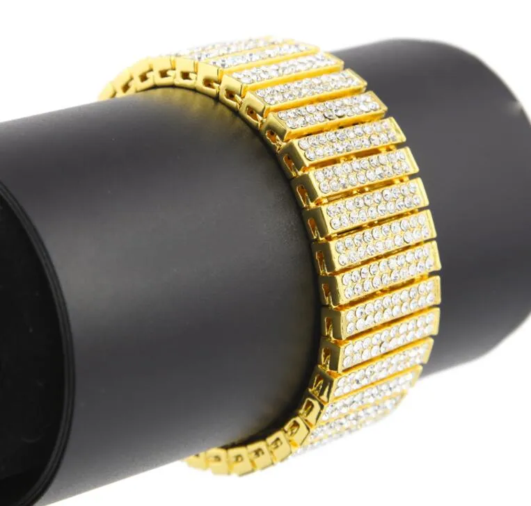 Bracciale hip hop con catena placcata oro 18 carati Braccialetti tennis con diamanti microintarsiati 10