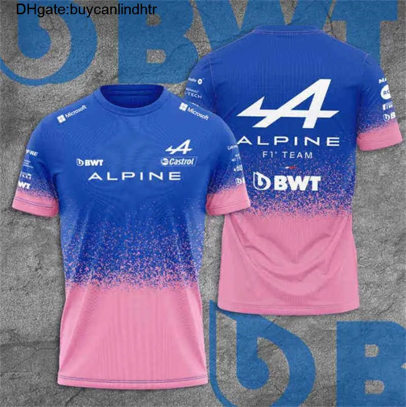 2021 temporada Motorsport Alpine F1 Team uma camiseta de corrida branca preta respirável linear linha curta pólo camisa de camisa fã roupas h77h