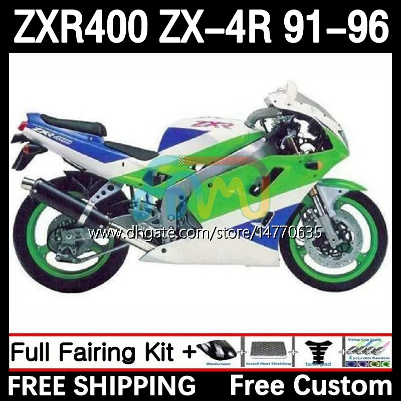 ABS BODYS KIT FÖR KAWASAKI NINJA ZX4R ZXR 400 CC 400CC 1991 1992 1993 1994 1995 1996 COWLING 12DH.58 ZXR-400 KOODWORK ZX 4R ZXR400 91 92 93 94 95 96 FAIRING Strike Green