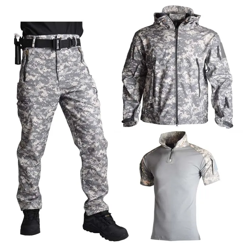 Shark Skin Soft Shell Jacket Pants Shirts Military Uniform Camouflage Tactical Suit Army Clothes Hiking Jackets Waterproof 220516