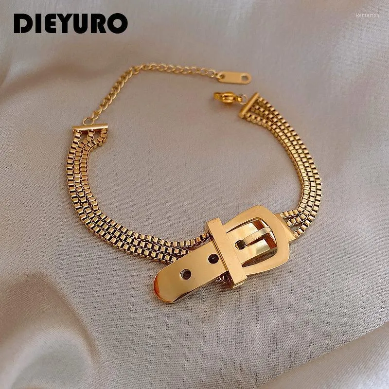 Link Chain Dieyuro rostfritt stål Personlighetsbälte armband Korea Enkel och vild flerskiktsdekoration Tillbehör gåva Kent22