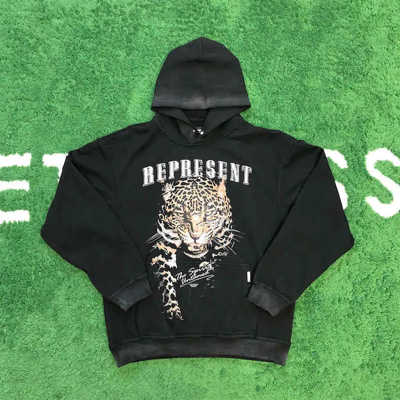Leopard Print Represent Owners Club Hoodie Mens Fashion