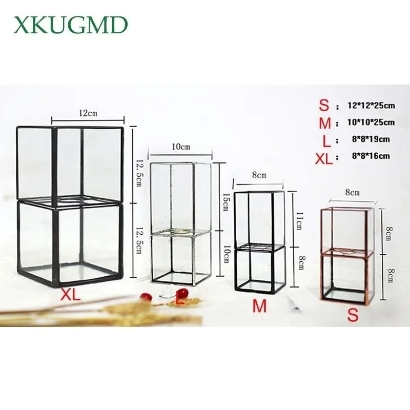 Nordic Transparent Glass Double Layer Hydroponic Duckulent Vase Geometry Geometry Plant Вставка дома украшение цветочной горшок Y200709