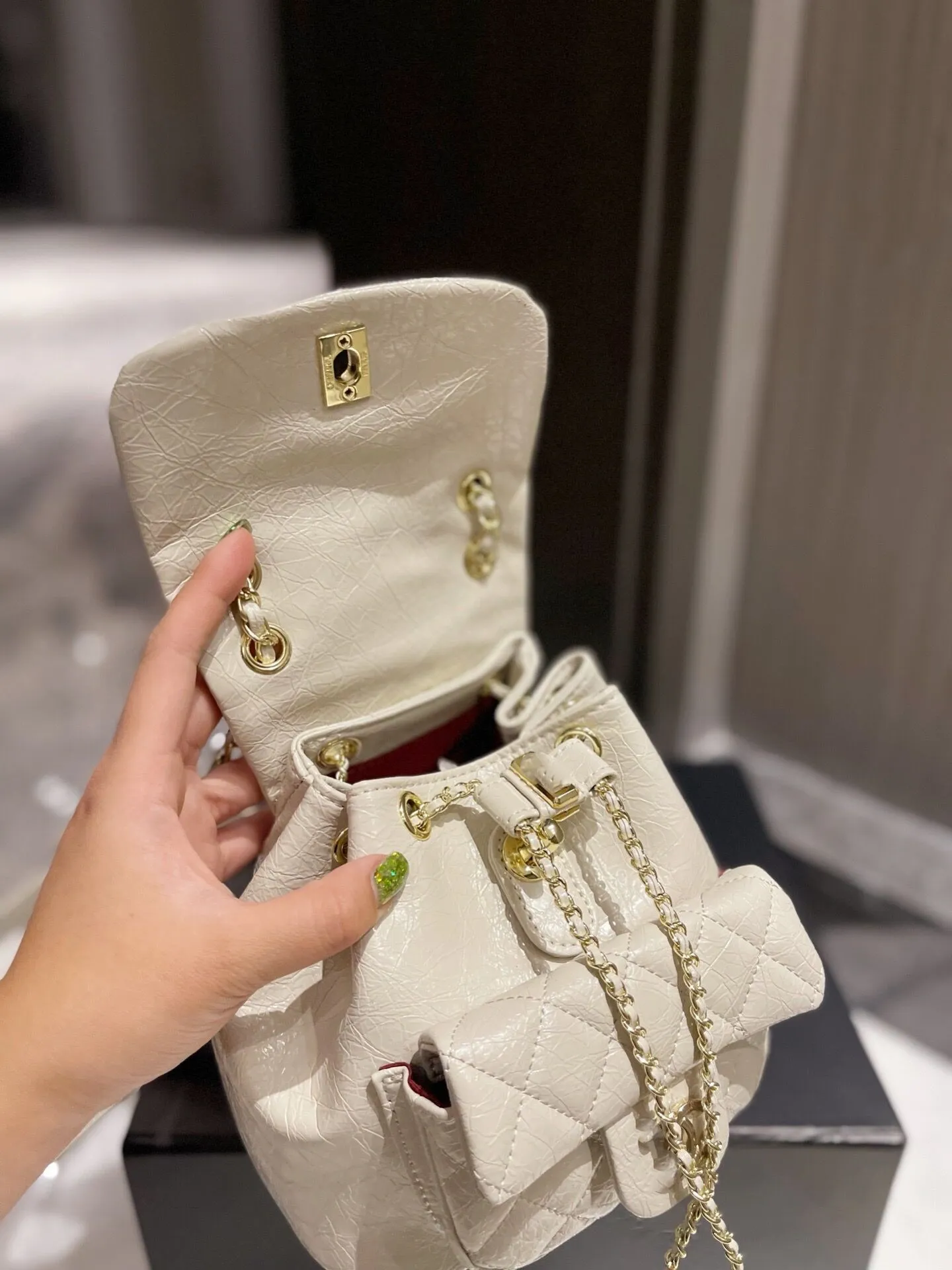 5A CowhideLuxury Designer Backpack White Crossbody Bag 18cm16cm