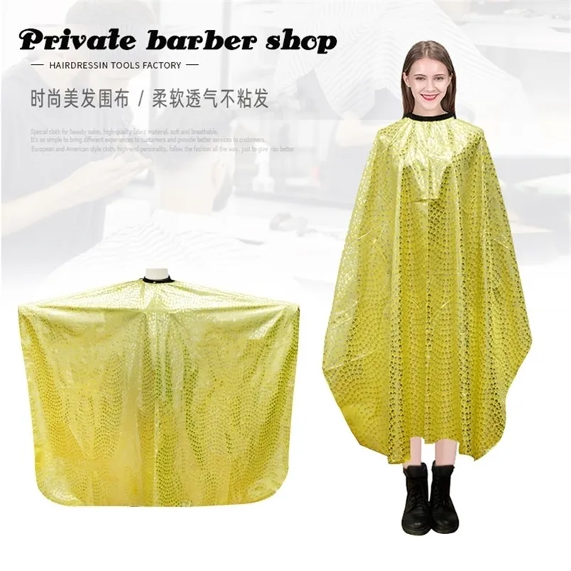 Barbershop Golden Pattern Apron Polyester Haircut Cape Wrap Styling Design Supplies Barber Gown Hair Salon Fashion 220621