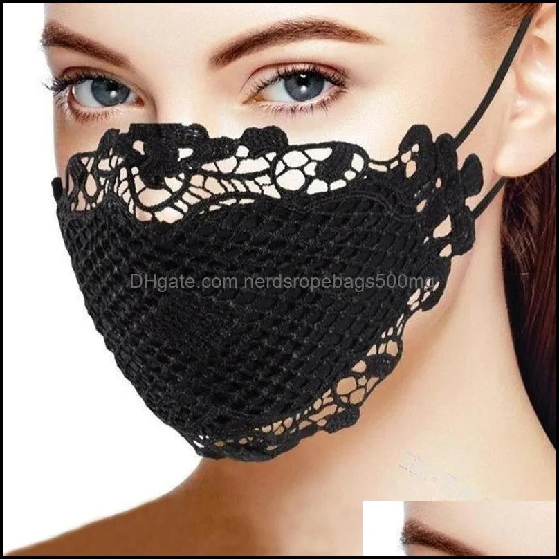 Lace Grid Face Masks Colorful Cotton Black Blue Mascarilla Fashion Reusable Mascherine Washable Custom Breathing Girls Female 4 5xba