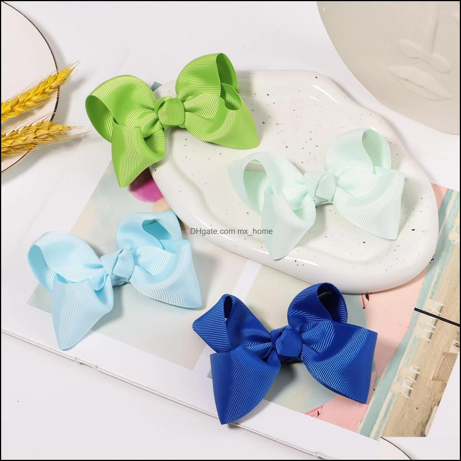 kids girls 4 inch hairbows hair clips barrettes grosgrain ribbon bow hairpchildren headdress beautiful