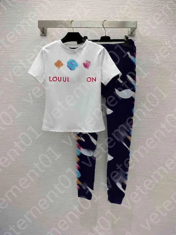 T Shirt Pants Two Piece Sets Sportwear Brand Logo Fashion Printing Cotton Tshirts And Sweatpants Suit Luxury Designer Tracksuit Womens Clothes Fashion Summer
