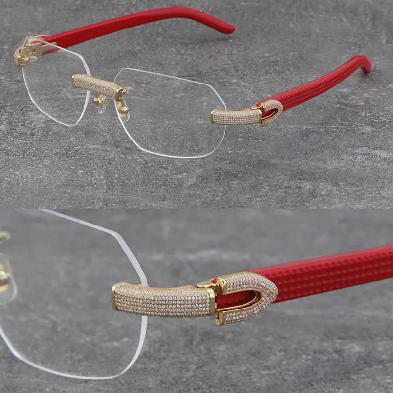 Vente en gros 3 bras de planche de couleur Cadres sans monture en métal Modèle classique Lunettes Designer 1164 Grain Micro-pavé Diamond Set Lunettes Hommes Femmes Rocks Wire Cadre en or 18 carats