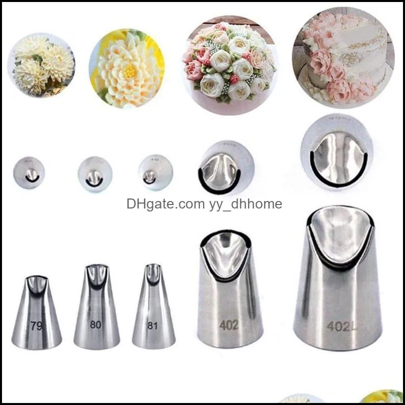 5pc/set cream cupcake decorating tip chrysanthemum mouth stainless steel icing piping pastry nozzles cake tool kitchen tools baking &