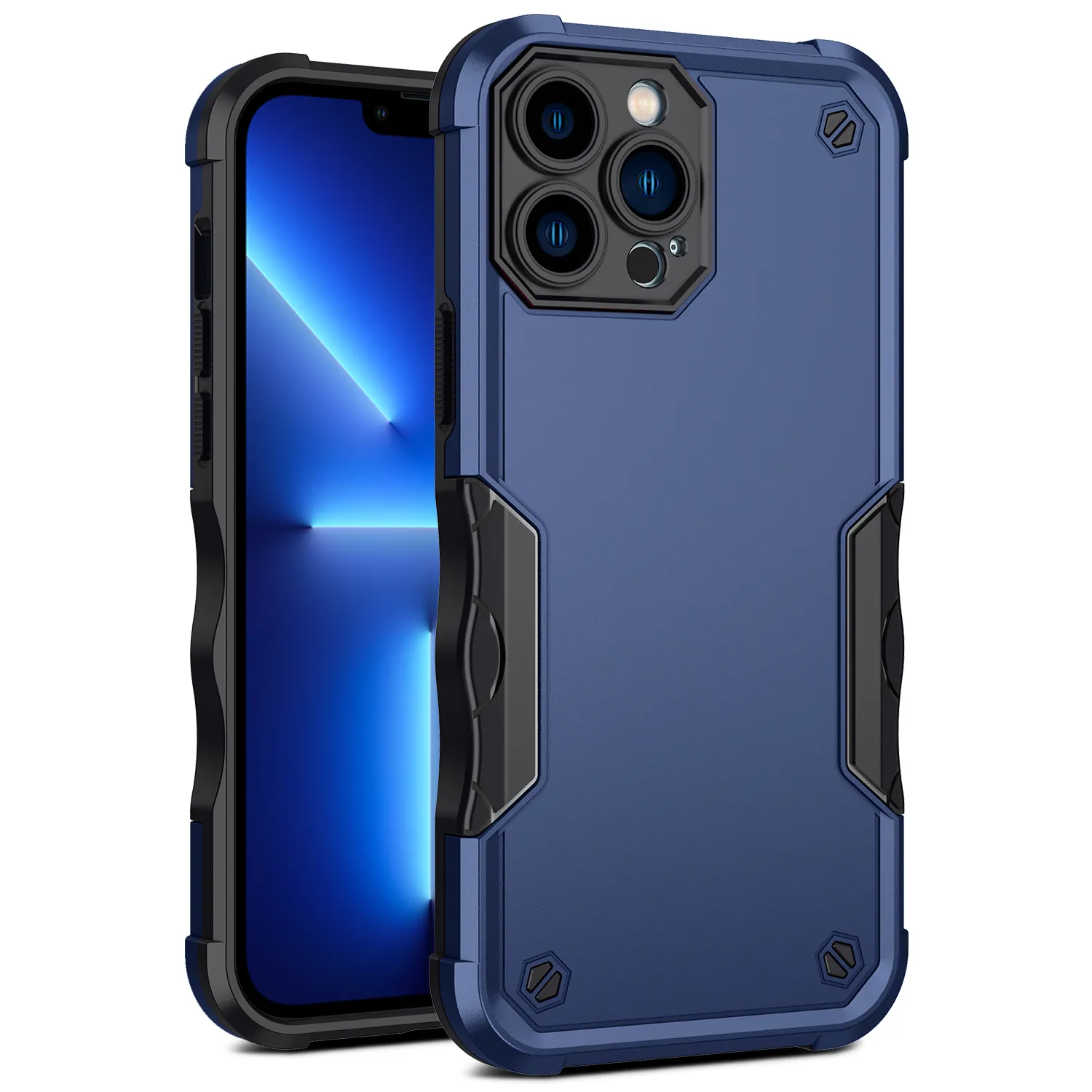 2-in-1-Handyhüllen für iPhone 14 13 12 11 PLUS Pro Max XR XS 8/7/6, stoßfeste Hart-PC-TPU-Softshell-Kameraschutz-Stoßfänger-Design-Abdeckung