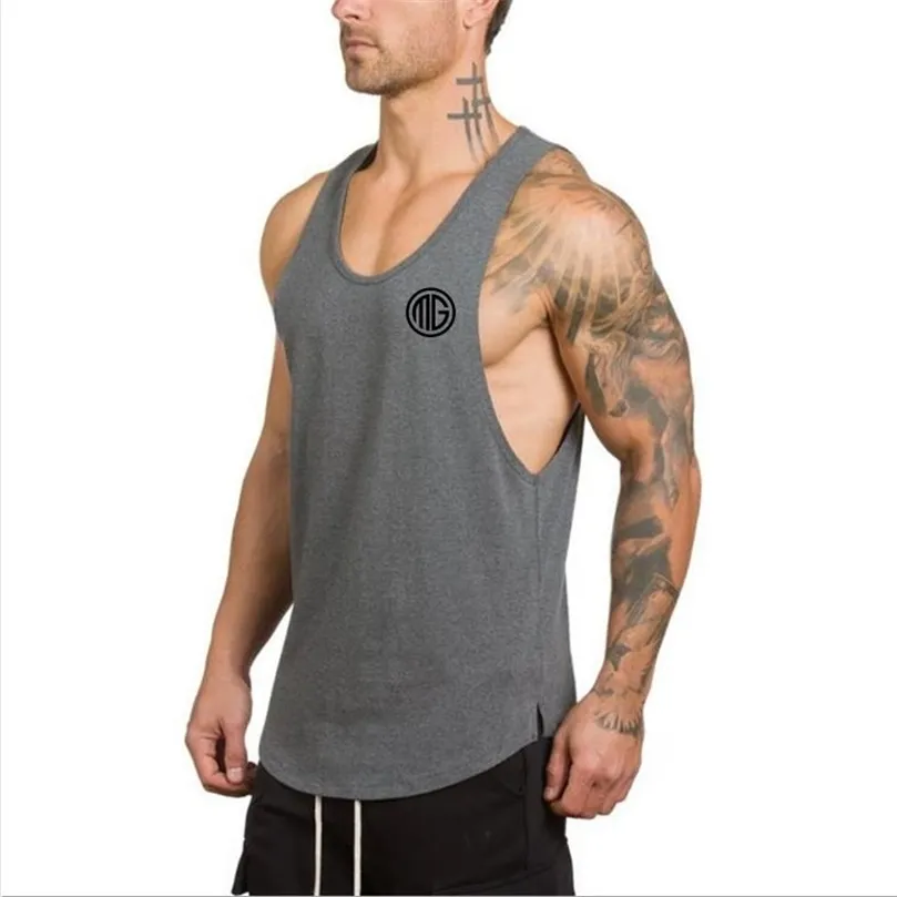 Muscle Guys Gyms Clothing Fitness Men Tank Top Mens Bodybuilding Stringers Tank Tops workout Singlet Sporting Sleeveless Shirt 220621