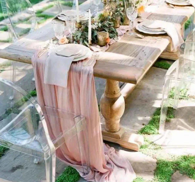 RU075C Wedding Party baby shower decoration cotton gold blush pink dark green beige blue cheesecloth gauze table runner 220513265b