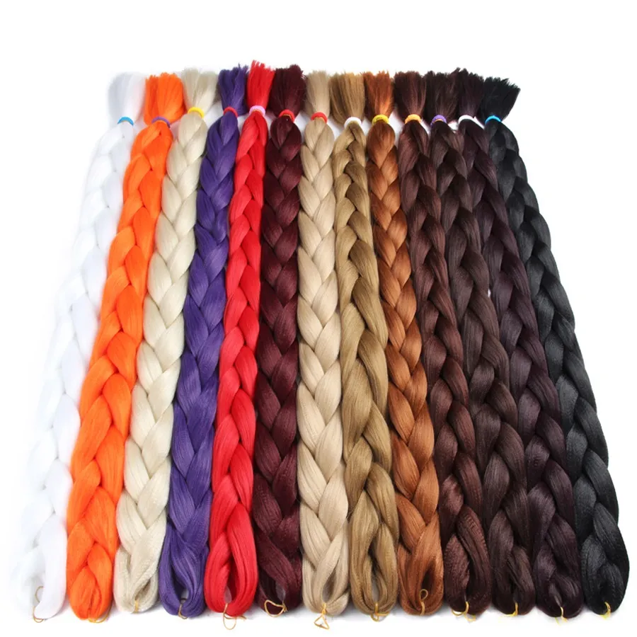 Hair Bulks Synthetic Hairs Extensions Jumbo Braiding Colofrul 41 inch Braid Wholesale Red Blue