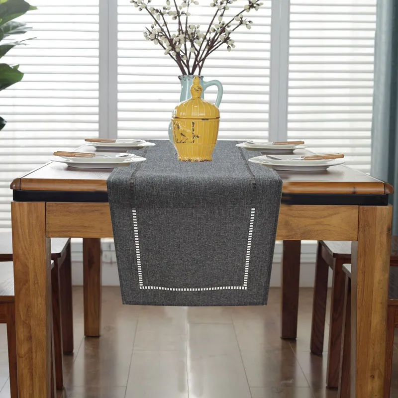 Tischläufer Tischdecke Hemstitch Ganzfarbene hohe Qulity -Kaffee -Dekorationstischkissen 32*280 cm