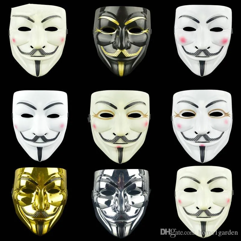 V Party Masks for Vendetta Mask Anonymous Guy Fawkes Fancy Adult Costume Accessory Party Cosplay Halloween Masks