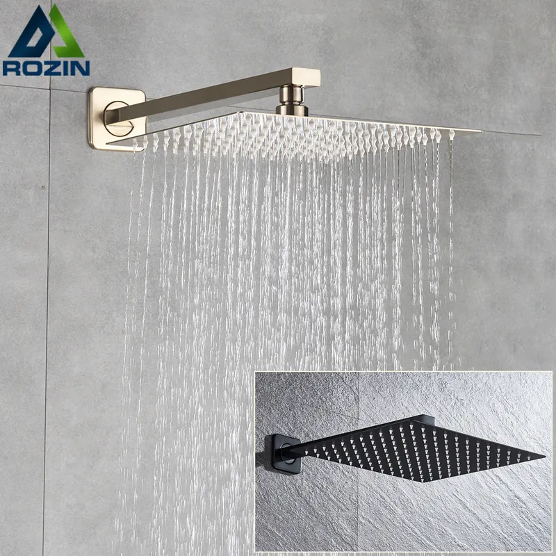 Rozin Brushed Golden Rainfall Shower Head Bathroom 81012 "Ultrathin Style Top Shower Head With Wall Mounted Shower Arm20105