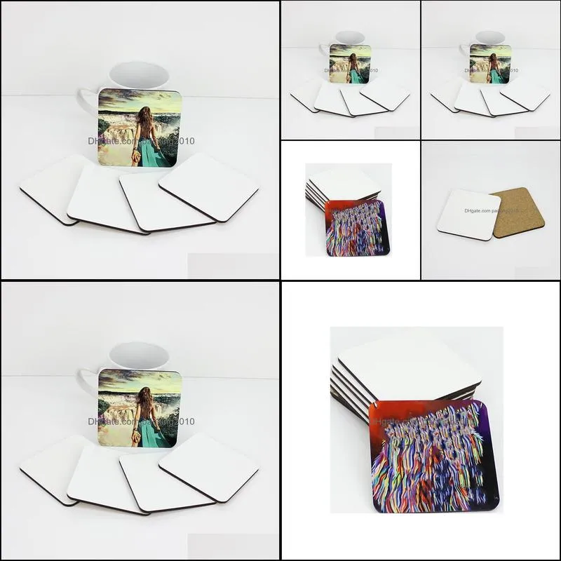 9*9cm Sublimation Coaster Wooden Blank Table Mats MDF Heat Insulation Thermal Transfer Cup Pads DIY Coaster