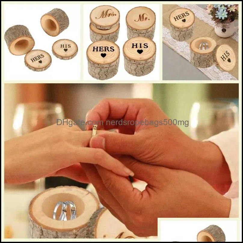 Wedding Rings Bearer Box Rustic Proposal Ring Boxes Engagement Box Wooden Rings Box Wedding Gifts Party Favor RRE13352