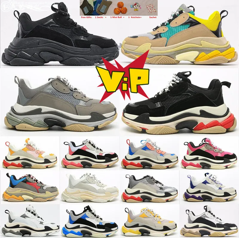 Fashion Triple s Clear Sole Casual Shoes Black Pink Neon Green Gym Red Blue White red men Sneakers Turquoise Beige Grey Light Tan Metallic Silver mens women Trainers