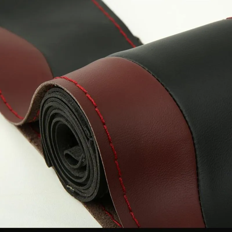 Capas de volante moda peças de automóvel microfibra couro cor correspondência mão-costurada antiderrapante universal guiador capa decoraçãodireção