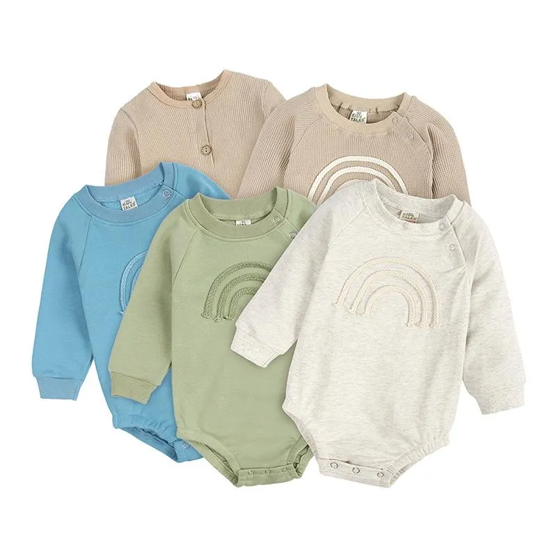 Vêtements pour bébés à manches longues enfant en bas âge fille barboteuses arc-en-ciel nouveau-né garçon combinaisons hiver automne enfants vêtements 5 couleurs