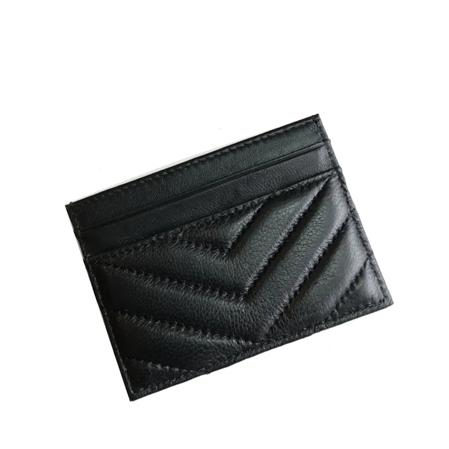 Projektant portfelowy uchwyty na kartę mody kawiorowa Kobieta mini designerka czysty kolor oryginalny skórzany pebble tekstura luksusowe czarne portfele wit219d