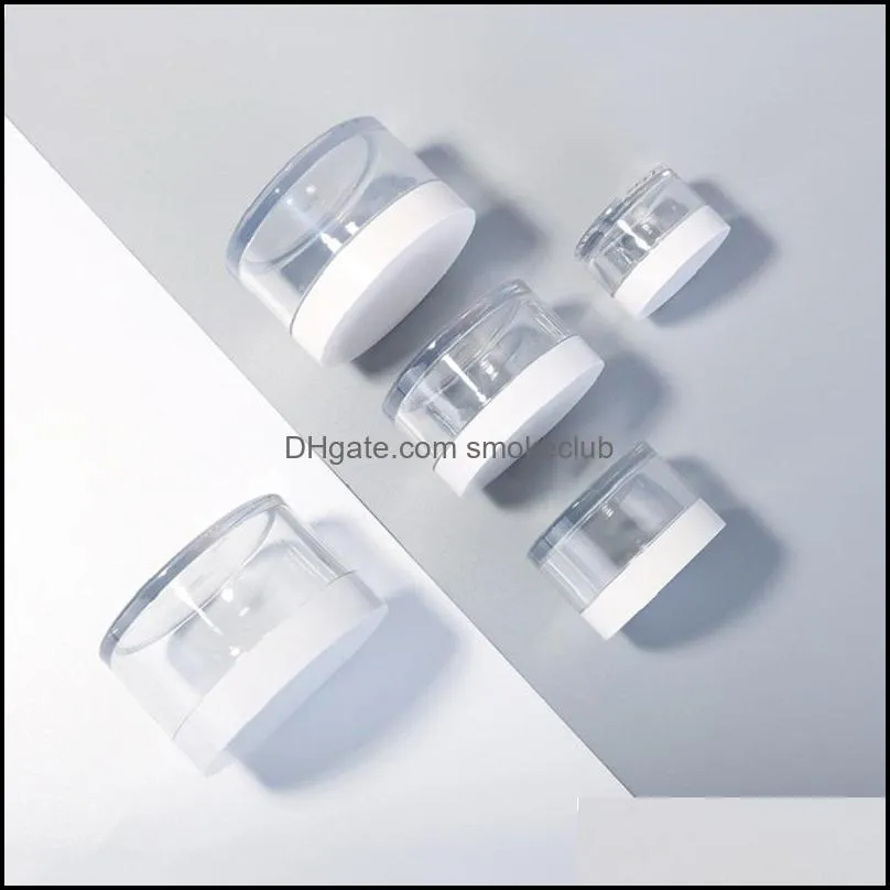 Clear PET Plastic Jar Packing Bottles with white lid 30g 50g 100g 150g 200g Cosmetic container for mud mask cream