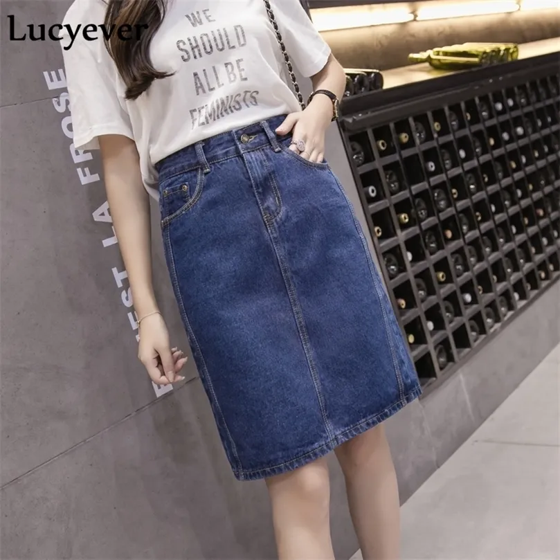 Lucyever Korean Loose Women Denim Midi Skirt Summer a-line Blue Memale Jeans Vintage Casuare Cotton Skirt Plus Size Faldas 5XL 210315