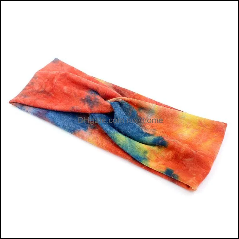 women cross knot headbands headwraps tie dye turban hairbands fashion hair accessories running headband sports hairband 6 colors z1376