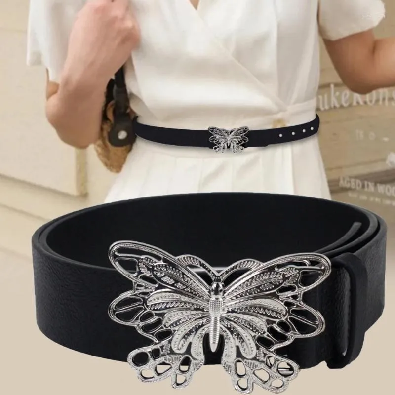 Ceintures Mode Large Taille Ceinture Réglable Faux Cuir Papillons Boucle Femmes Pour DressBelts Smal22