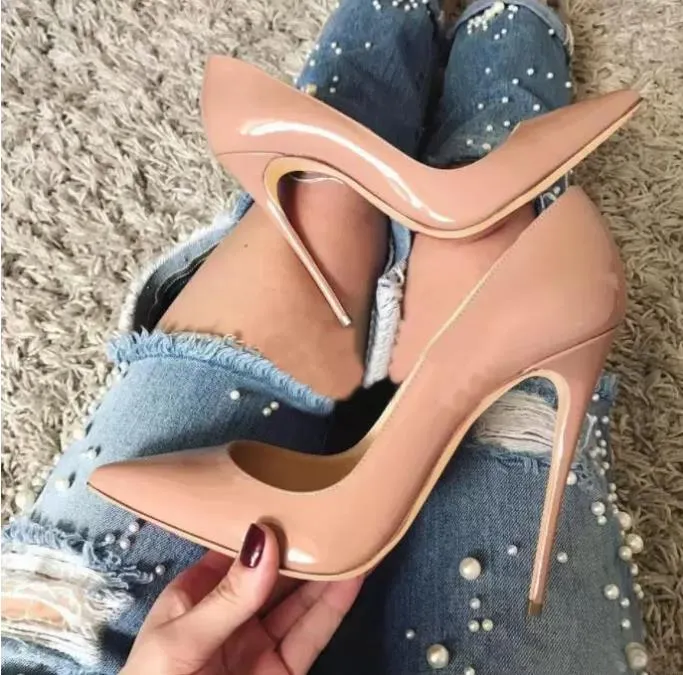 Wholesale White Patent Leather Pigalle Heel Pointy Dress Shoes Pointed Toe Fine Point Sexy Womens Pumps In Big Sizes 33 45 With Box At Only 46.8 DHgate.Com