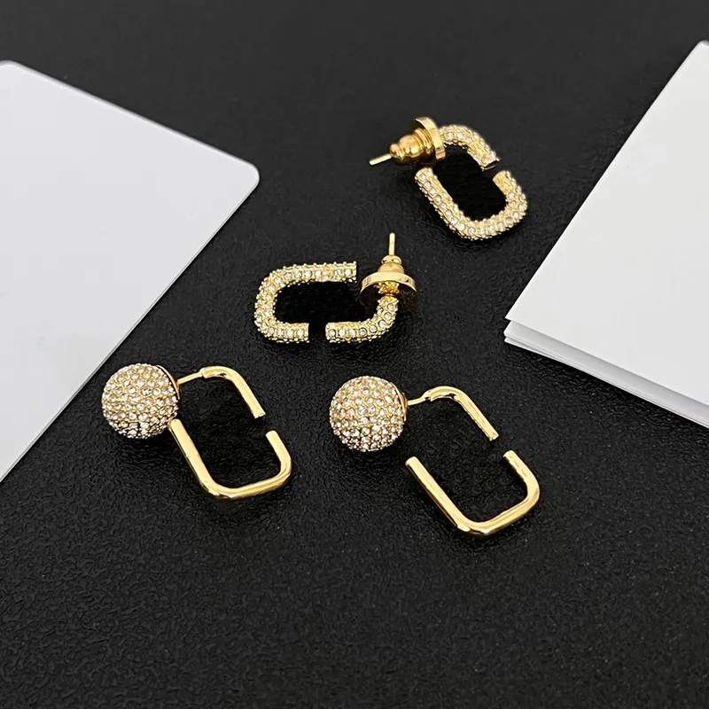 Designer Hoop Earrings Stud Fashion Jewelry For Womens Luxury Diamond Earring Gold Men Hoops Earring Jewelrys Letter Ear Studs 2203301D