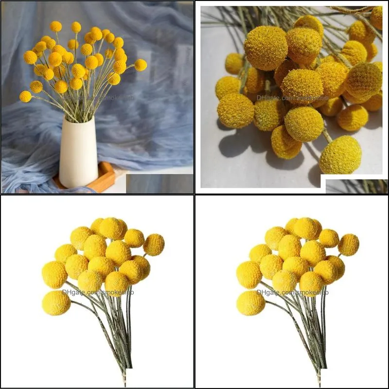 Decorative Flowers & Wreaths 20PCS Craspedia Billy Ball Natural Dried Bouqet Arrangement In Vase Preserved For Decoration Wedding Home