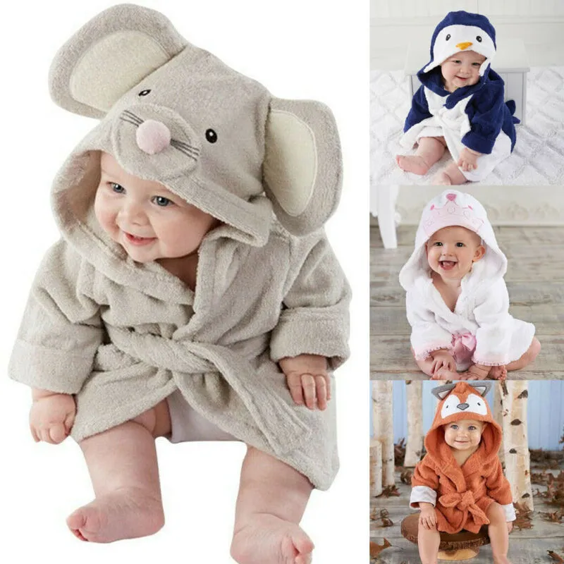 Lovely Baby Girls Cartoon Hooded Bathrobe Child Toddler Bathing Towel Robe Cute Winter Baby Clothing Sleepwear 220721