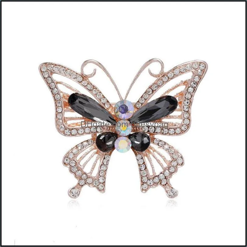 pins brooches exquisite luxury high-end hollow butterfly brooch fashion cute elegant crystal gold plated jewelry bijouxpins