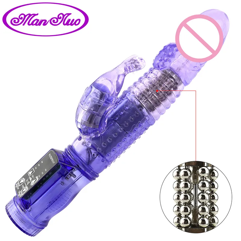 Man nuo Dual Motor Dildo Rabbit Vibrator 12 Speeds Vibration Rotation Sex Toy for Women G Spot Massager Clitor_voghion.com