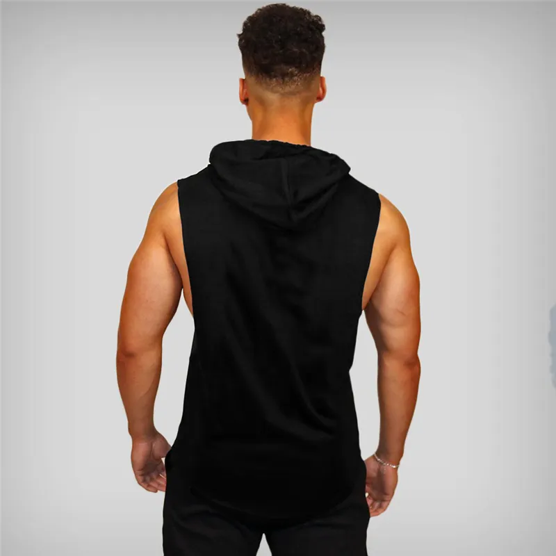 High Quality Gym Clothing Fitness Men Tank Top with hoodie Mens Bodybuilding Stringers Tank Top workout Singlet Sleeveless Shirt