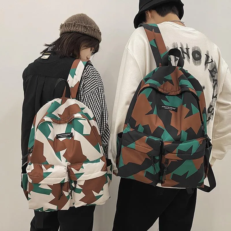 Rucksack Mode Paar Großkapazität Weibliche Japanische Persönlichkeit Graffiti Doppelschnalle Tasche Student Schultasche Männlich