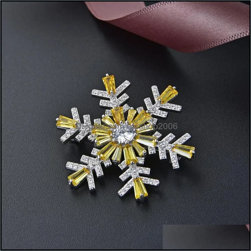 100% Pure 925 Sterling Silver Snowflake Brooch for Women Korea Pins Coat Artdeco Brooches Jewelry Christmas Gift YMBR004