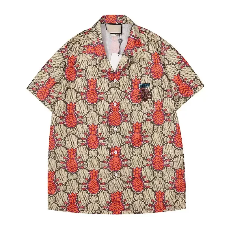New Fashion Hawaii Floral Print Beach Shirts Men Designer Silk Bowling Shirt Casual Hawaiian Shirts Men Summer Blouse Short Sleeve Loose