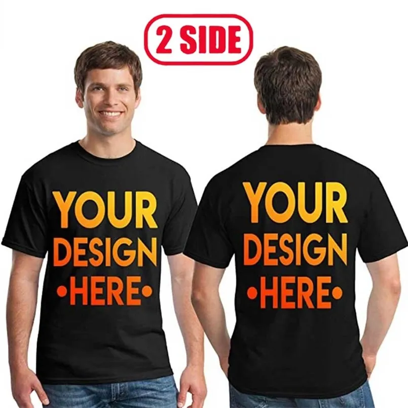 Цифровая печать ваш собственный дизайн для двух боковой картинки на заказ футболка мужчина и женщина Diy хлопчатобумажная футболка повседневная футболка 4xl 5xl 220616