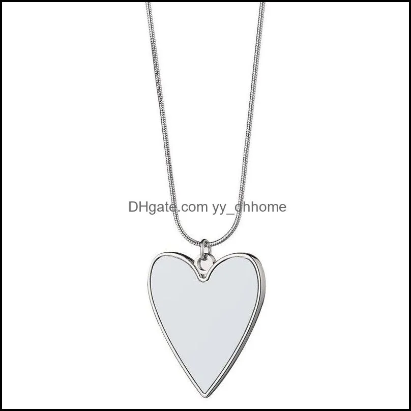 Sublimation Blank Pendants Alloy Blanks Love Heart Printable Necklaces Charm Women Chain Fashion Valentines Birthday Gift 5 5mo N2