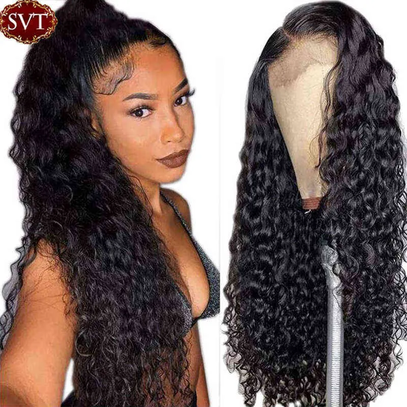 SVT Water Wave Wave Natural Lace Pront Wigs Wet and Wavy Brazilian Hair Hair for Black Women Women 4x4 Closure Wig 220609