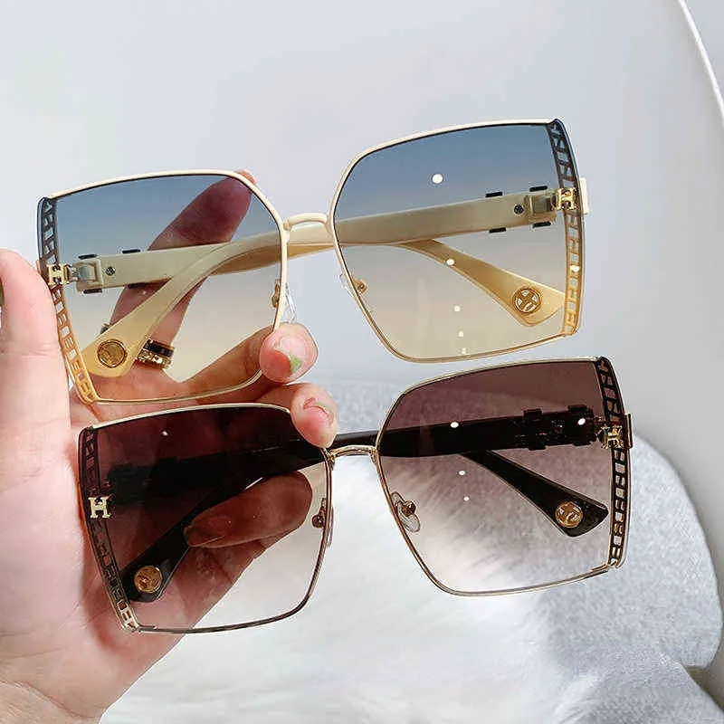 2022 Klassieke Retro Mode Vierkant Frame Vrouwen Vintage Zonnebril Luxe Brand Design Zonnebril Vrouwelijke Elegante Shades Y220624