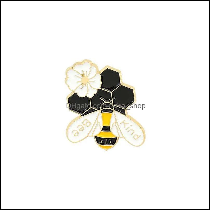 Bee Kind Enamel Pin Custom Honeycomb Honey Jar Brooches Bag Lapel Pin Cartoon Badge Jewelry Gift for Kids Friends