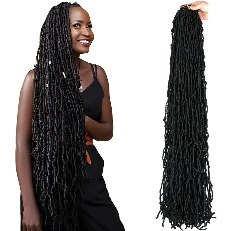 Soft Locs Crochet Włosy 36 cali Długie Naturalne Kręcone Dreadlocks Rozszerzenia Fala Bogini Faux Warkocze 220402