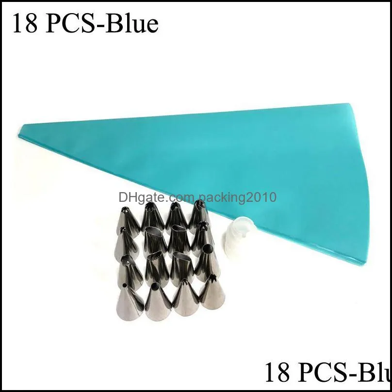 baking & pastry tools shenhong 18pcs dessert cake decorating icing piping tips cream bag confectionery stainless nozzle converter