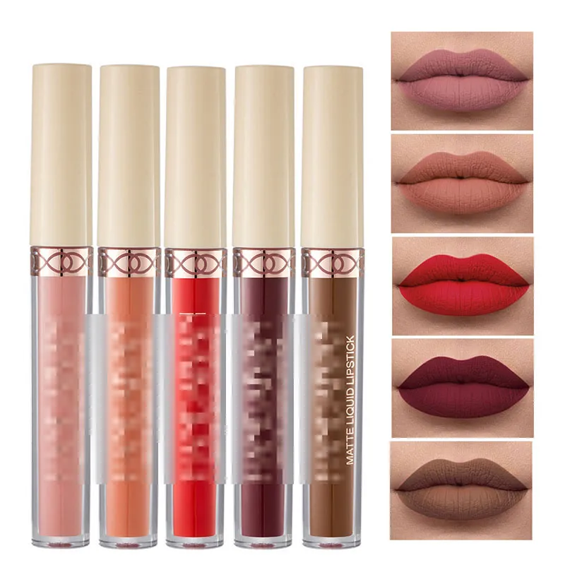 Hot 2.5ml Nude Matte Rose Batom Líquido Sexy Tint Lip Gloss À Prova D' Água Lábios de Longa Duração Maquiagem Cosmética Hidratante Beleza Atacado ZL0863