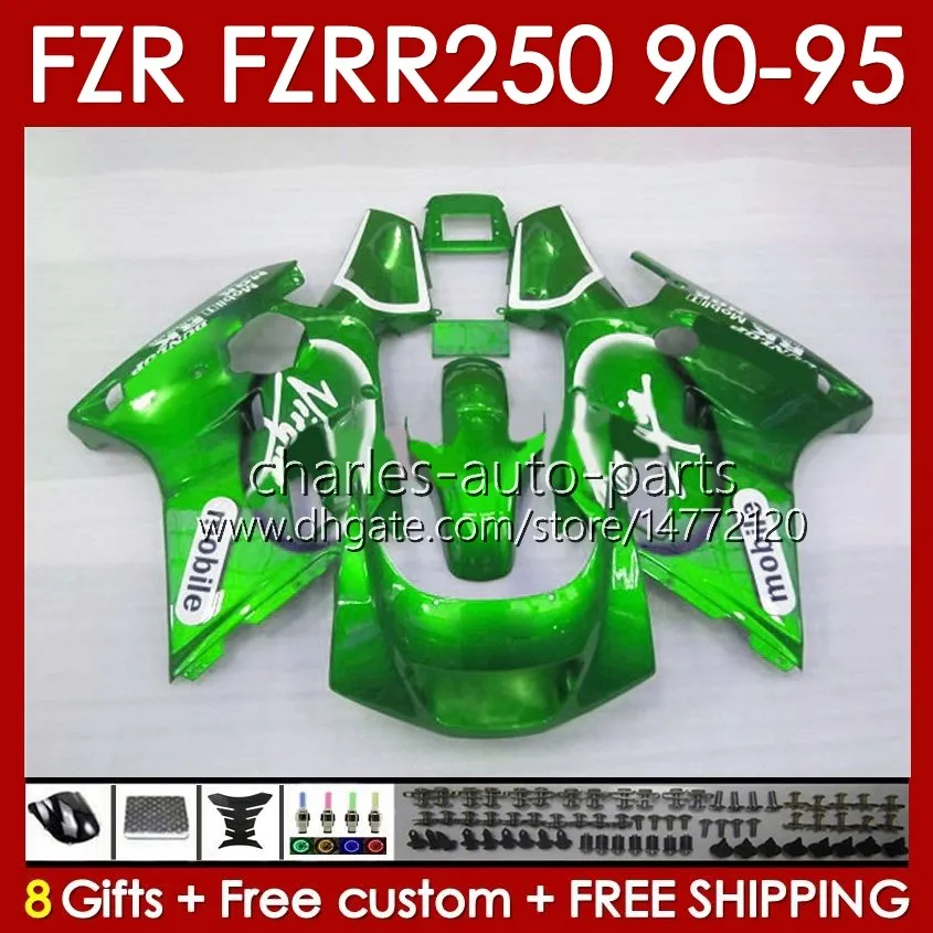 Fairings Kit For YAMAHA FZRR FZR 250R 250RR FZR 250 FZR250R 143No.93 FZR-250 FZR250 R RR 1990 1991 1992 1993 1994 1995 FZR250RR FZR-250R 90 91 92 93 94 95 Body metal green